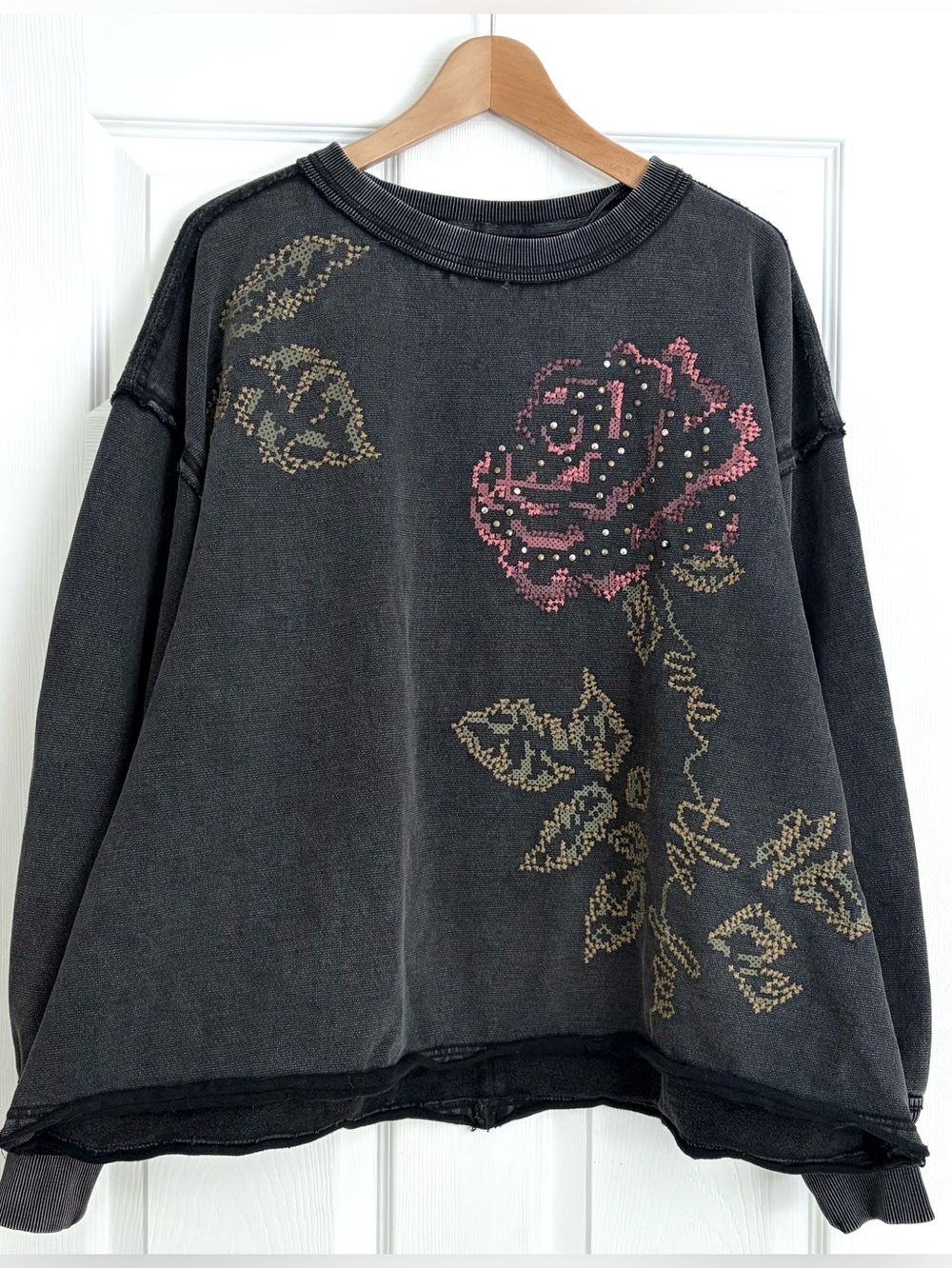 NWOT Free People We The Free Washed Rosie Sweatshirt Size L - Picture 2 of 5